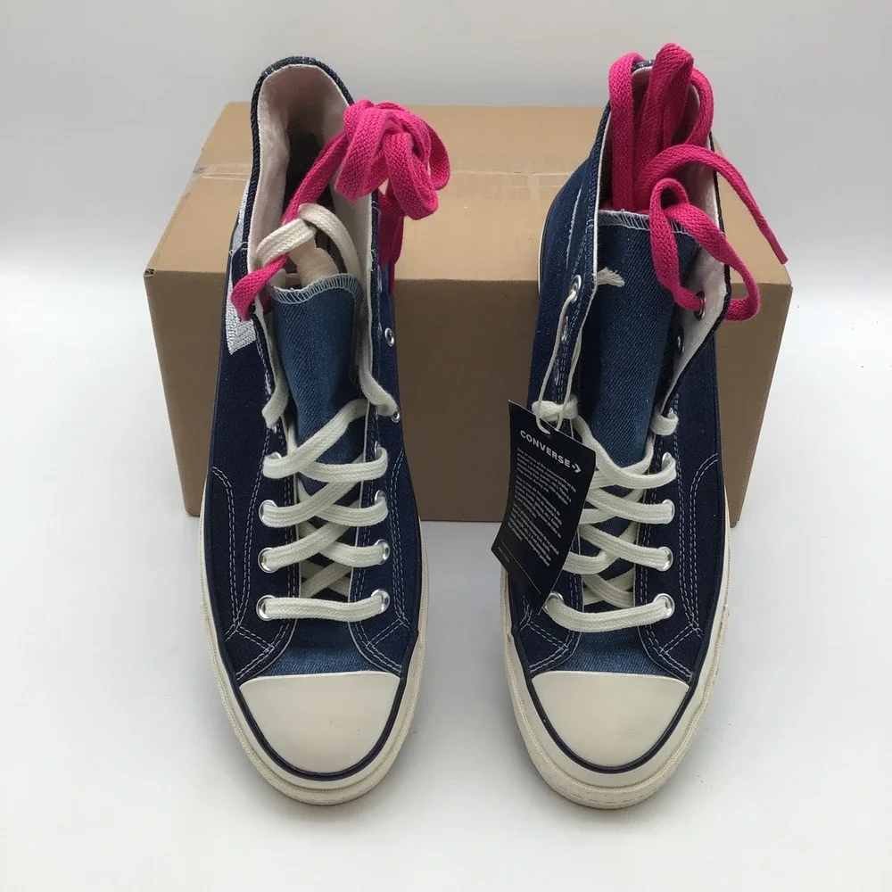 Converse x Eric Emanuel Chuck 70 High Top Navy Blue Silver A19037C Mens 9.5 NEW